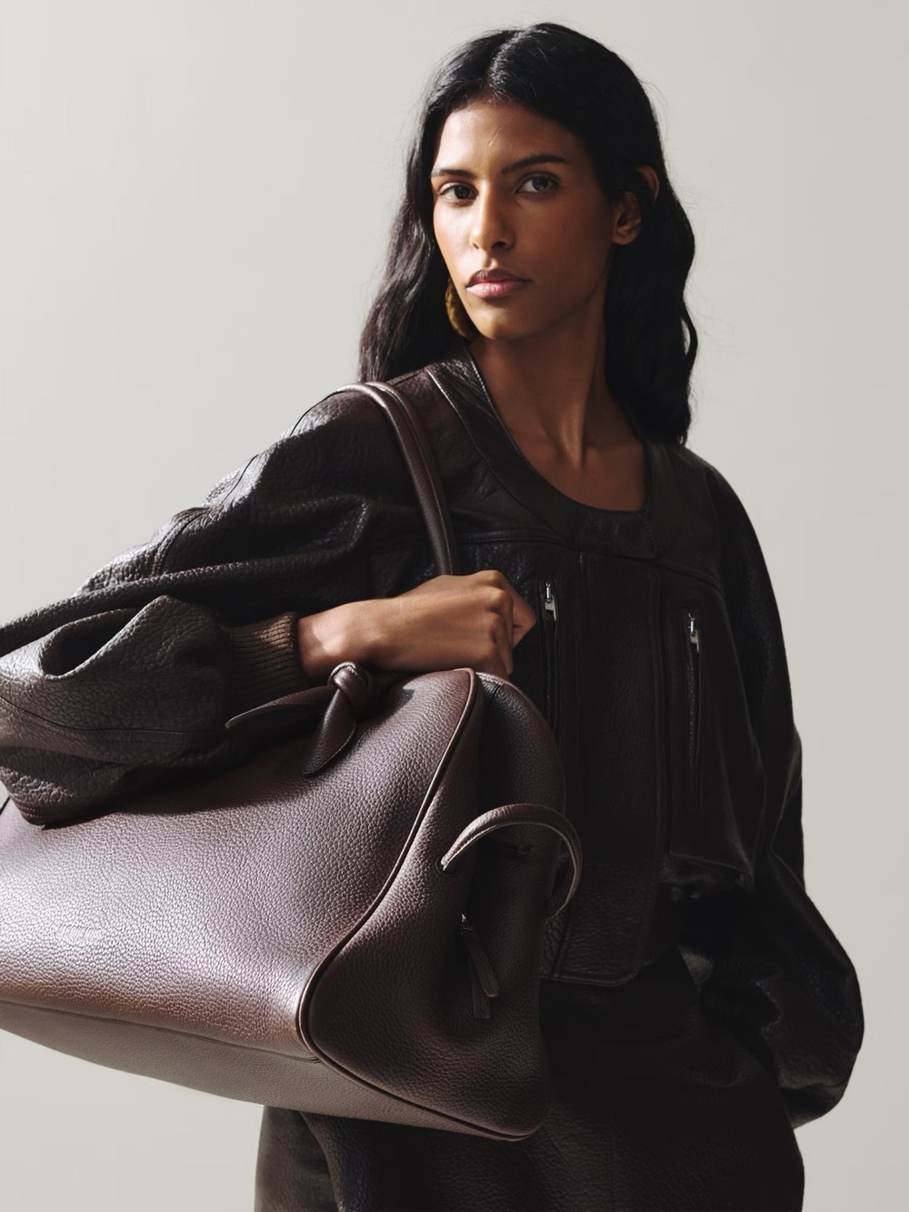 JACQUEMUS • Large Brown Leather Turismo Duffle Bag